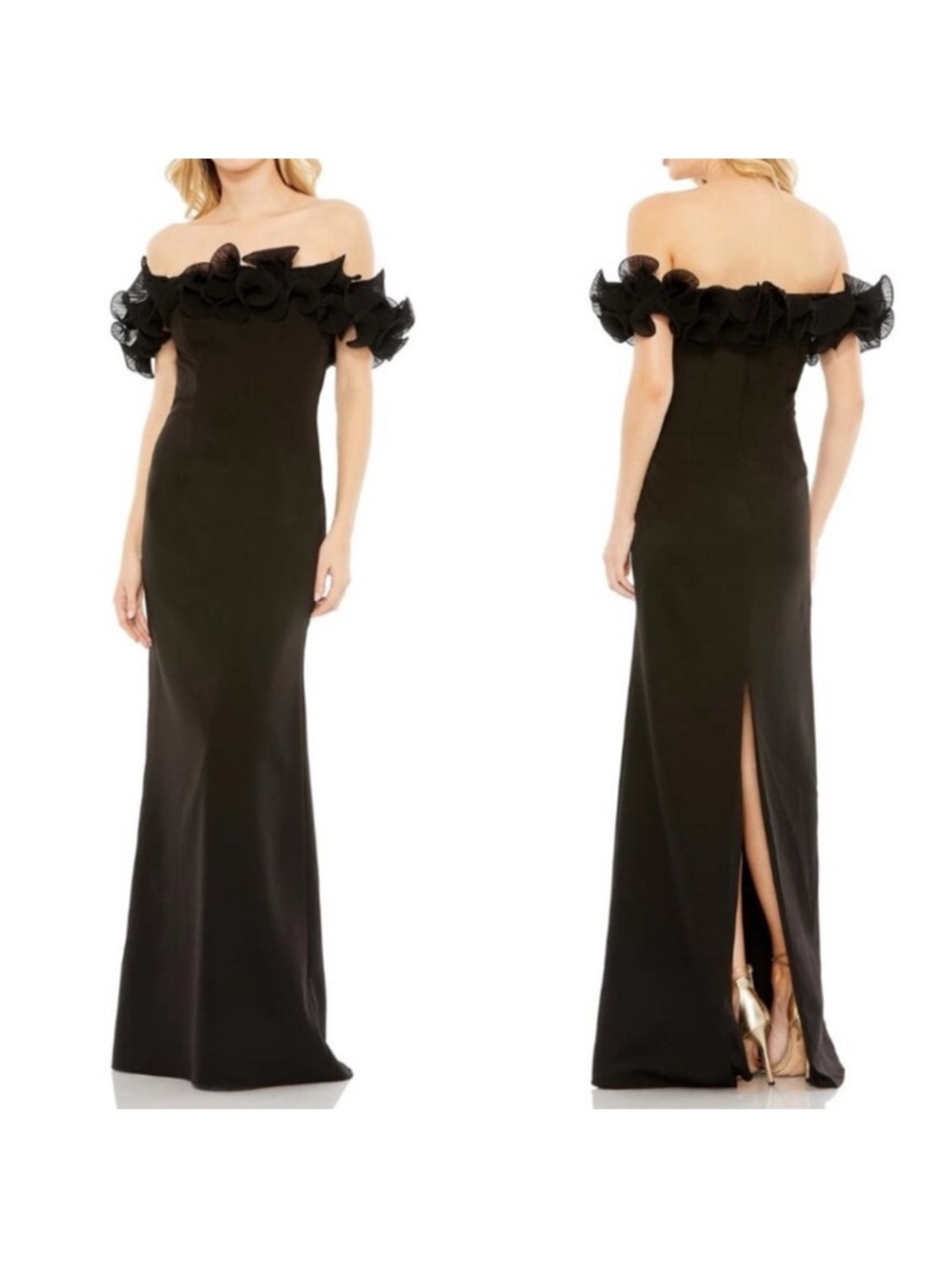 Ieena by Mac Duggal off the shoulder black gown